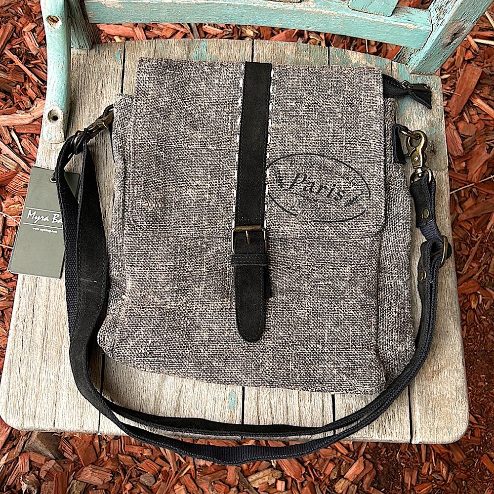 MYRA BAG ‘Tweed’ Black Paris Vintage Inspired Cloudstar Trail Shoulder Bag